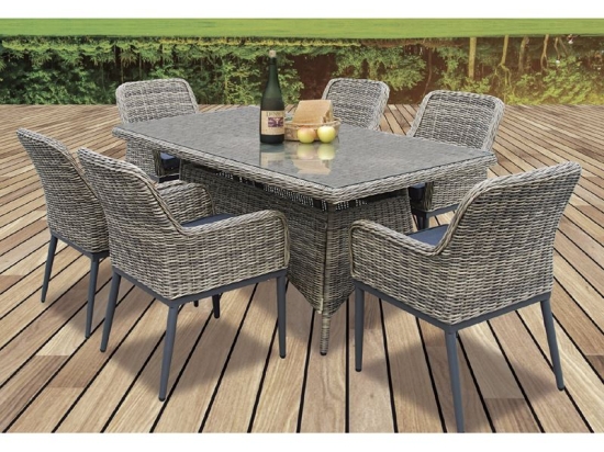HAVANA SET ΤΡΑΠΕΖΑΡΙΑ ΚΗΠΟΥ ALU,WICKER GREY BROWN-ΑΝΘΡΑΚΙ: ΤΡΑΠΕΖΙ 160X90 + 6 ΠΟΛΥΘΡΟΝΕΣ
