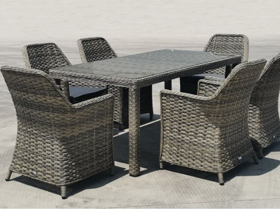 ESPERIA SET ΤΡΑΠΕΖΑΡΙΑ ΚΗΠΟΥ ALU,WICKER GREY BROWN-ΑΝΘΡΑΚΙ: ΤΡΑΠΕΖΙ 180X90 + 6 ΠΟΛΥΘΡΟΝΕΣ