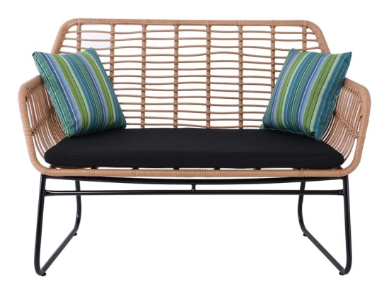 SALSA ΚΑΝΑΠΕΣ ΚΗΠΟΥ 2ΘΕΣΙΟΣ ΜΕΤΑΛΛΟ ΒΑΦΗ ΜΑΥΡΟ, WICKER ΦΥΣΙΚΟ, ΜΑΞΙΛΑΡΙ ΜΑΥΡΟ