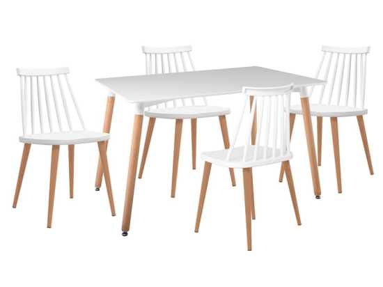 LAVIDA-ART ΤΡΑΠΕΖΑΡΙΑ: ΤΡΑΠΕΖΙ 120X80 ΟΞΙΑ/MDF + 4 ΚΑΡΕΚΛΕΣ ΜΕΤΑΛΛΟ ΒΑΦΗ ΦΥΣΙΚΟ PP ΑΣΠΡΟ