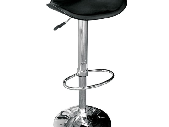 SADDLE ΣΚΑΜΠΟ BAR, ΒΑΣΗ ΧΡΩΜΙΟ, PVC ΜΑΥΡΟ, ΡΥΘΜΙΣΗ ΥΨΟΥΣ, ΠΕΡΙΣΤΡΕΦΟΜΕΝΟ