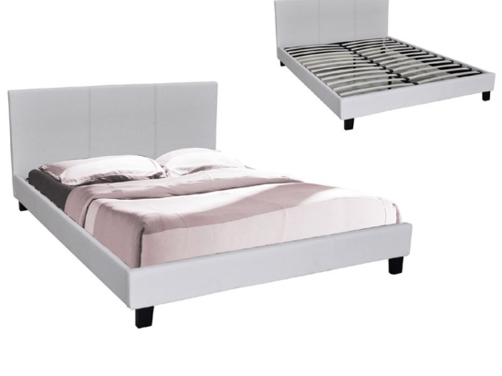 WILTON ΚΡΕΒΑΤΙ ΔΙΠΛΟ, ΓΙΑ ΣΤΡΩΜΑ 150X200CM, PU ΑΣΠΡΟ