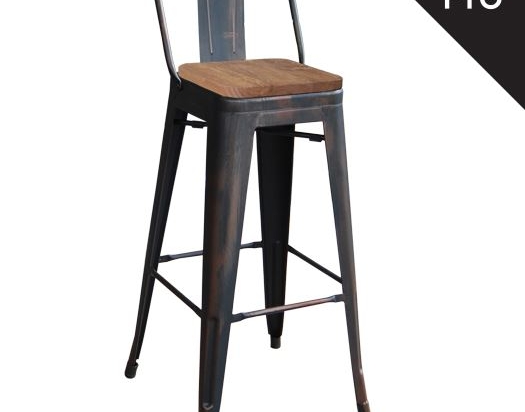 RELIX WOOD ΣΚΑΜΠΟ BAR-PRO ΜΕ ΠΛΑΤΗ, ΜΕΤΑΛΛΟ ΒΑΦΗ ANTIQUE BLACK, ΑΠΟΧΡΩΣΗ ΞΥΛΟΥ DARK OAK