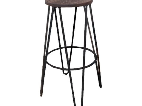 ARCO WOOD ΣΚΑΜΠΟ BAR, ΜΕΤΑΛΛΟ ΒΑΦΗ ANTIQUE BLACK, ΞΥΛΟ ΑΠΟΧΡΩΣΗ DARK OAK