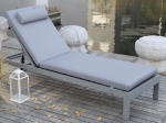 SUNLOUNGER ΜΑΞΙΛΑΡΙ ΞΑΠΛΩΣΤΡΑΣ ΜΕ ΠΡΟΣΚΕΦΑΛΟ,  ΥΦΑΣΜΑ ΓΚΡΙ, FOAM+POLYESTER ΦΕΡΜΟΥΑΡ-VELCRO