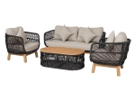 MARK SET ΣΑΛΟΝΙ ΚΗΠΟΥ 4 ΤΕΜΑΧΙΩΝ ACACIA ΦΥΣΙΚΟ, ROPE WICKER ΜΑΥΡΟ, ΜΑΞΙΛΑΡΙΑ ΜΠΕΖ