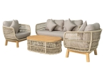 MARK SET ΣΑΛΟΝΙ ΚΗΠΟΥ 4ΤΕΜ, ACACIA ΦΥΣΙΚΟ, ΜΑΞΙΛΑΡΙΑ ΜΠΕΖ ROPE WICKER ΜΠΕΖ