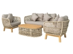 MARK SET ΣΑΛΟΝΙ ΚΗΠΟΥ 4ΤΕΜ, ACACIA ΦΥΣΙΚΟ, ΜΑΞΙΛΑΡΙΑ ΜΠΕΖ ROPE WICKER ΜΠΕΖ