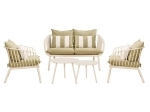 ASTRID SET ΣΑΛΟΝΙ ΚΗΠΟΥ 5ΤΕΜ, PP & ΜΕΤΑΛΛΟ CREAM, ΜΑΞΙΛΑΡΙΑ SANDY GREEN