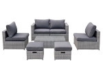 BALI SET ΜΕΤΑΛΛΟ - WICKER: ΤΡΑΠΕΖΙ+ 2Θ ΚΑΝΑΠΕ+ 2 ΣΚΑΜΠΟ+ 2 ΚΑΘΙΣΜΑΤΑ, ΑΠΟΧΡΩΣΗ ΓΚΡΙ