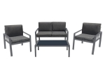 RIVIAN SET ΣΑΛΟΝΙ ΚΗΠΟΥ 4ΤΕΜ, ΜΕΤΑΛΛΟ ΒΑΦΗ ΑΝΘΡΑΚΙ, ΜΑΞΙΛΑΡΙΑ ΓΚΡΙ