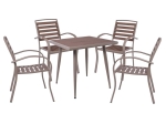 SERRANO SET ΚΗΠΟΥ: ΤΡΑΠΕΖΙ + 4 ΠΟΛΥΘΡΟΝΕΣ, ΜΕΤΑΛΛΟ ΒΑΦΗ SAND BEIGE, POLYWOOD ΚΑΡΥΔΙ