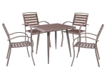 SERRANO SET ΚΗΠΟΥ: ΤΡΑΠΕΖΙ + 4 ΠΟΛΥΘΡΟΝΕΣ, ΜΕΤΑΛΛΟ ΒΑΦΗ SAND BEIGE, POLYWOOD ΚΑΡΥΔΙ