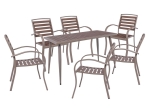 SERRANO SET ΚΗΠΟΥ: ΤΡΑΠΕΖΙ + 6 ΠΟΛΥΘΡΟΝΕΣ, ΜΕΤΑΛΛΟ ΒΑΦΗ SAND BEIGE, POLYWOOD ΚΑΡΥΔΙ