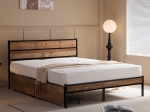 PALLET ΚΡΕΒΑΤΙ ΔΙΠΛΟ-ΣΥΡΤΑΡΙΑ, ΓΙΑ ΣΤΡΩΜΑ 160X200CM, ΜΕΤΑΛΛΟ ΒΑΦΗ ΜΑΥΡΟ, ANTIQUE OAK