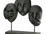 ΓΛΥΠΤΟ ΠΡΟΣΩΠΟ '3 FACES' ΠΟΛΥΡΕΖΙΝΗ ΜΑΥΡΟ 8.5X30X29.5CM