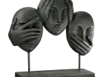 ΓΛΥΠΤΟ ΠΡΟΣΩΠΟ '3 FACES' ΠΟΛΥΡΕΖΙΝΗ ΜΑΥΡΟ 8.5X30X29.5CM