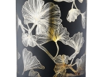ΦΑΝΑΡΙ ΚΑΤΑΙΓΙΔΑΣ CYLINDRICAL "GINKGO" GINKGO MOTIF ΓΥΑΛΙΝΟ ΜΑΥΡΟ PU 18 H. CM D. 7 CM