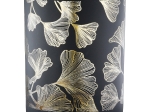 ΦΑΝΑΡΙ ΚΑΤΑΙΓΙΔΑΣ CYLINDRICAL "GINKGO" GINKGO MOTIF ΓΥΑΛΙΝΟ ΜΑΥΡΟ PU 18 H. CM D. 7 CM