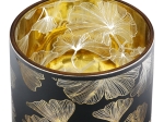 ΦΑΝΑΡΙ ΚΑΤΑΙΓΙΔΑΣ CYLINDRICAL "GINKGO" GINKGO MOTIF ΓΥΑΛΙΝΟ ΜΑΥΡΟ PU 18 H. CM D. 7 CM