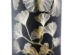 ΦΑΝΑΡΙ ΚΑΤΑΙΓΙΔΑΣ CYLINDRICAL "GINKGO" GINKGO MOTIF ΓΥΑΛΙΝΟ ΜΑΥΡΟ PU 18 H. CM D. 7 CM