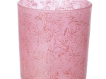 ΦΑΝΑΡΙ ΚΑΤΑΙΓΙΔΑΣ CYLINDRICAL "ROSE" ΛΟΥΛΟΥΔΑΤΟ PATTERN ΓΥΑΛΙΝΟ CLEAR ROSE PU 18 PCS. ASSORTED H. CM D. 7 CM