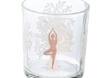 ΦΑΝΑΡΙ ΚΑΤΑΙΓΙΔΑΣ CYLINDRICAL "NAMASTE" ΔΕΝΤΡΟ MOTIF LOTUS MOTIF YOGA MOTIF ΓΥΑΛΙΝΟ BROWN CLEAR PU 18 PCS. ASSORTED H. C