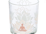 ΦΑΝΑΡΙ ΚΑΤΑΙΓΙΔΑΣ CYLINDRICAL "NAMASTE" ΔΕΝΤΡΟ MOTIF LOTUS MOTIF YOGA MOTIF ΓΥΑΛΙΝΟ BROWN CLEAR PU 18 PCS. ASSORTED H. C