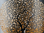 ΦΑΝΑΡΙ ΚΑΤΑΙΓΙΔΑΣ CYLINDRICAL "SOLITARY TREE" ΔΕΝΤΡΟ MOTIF ΜΕΤΑΛΛΟ ΜΑΥΡΟ ΧΡΥΣΟ PU 14X10X15CM