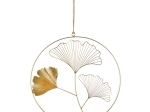  ΚΡΕΜΑΣΤΡΑ ΣΤΡΟΓΓΥΛΟ GINKGO MOTIF ΜΕΤΑΛΛΙΚΟ ΧΡΥΣΟ ΧΡΩΜΑ 34X0X49CM 34X0X49CM
