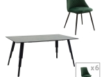 ΤΡΑΠΕΖΑΡΙΑ LIFO-GISELLE  PAKOWORLD ΣΕΤ 7ΤΜΧ MDF CEMENT-ΣΚΟΥΡΟ ΠΡΑΣΙΝΟ 160X90X75ΕΚ