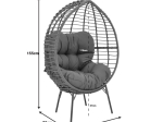 ΠΟΛΥΘΡΟΝΑ NESTIE  PAKOWORLD WICKER RATTAN ΓΚΡΙ-ΜΕΤΑΛΛΙΚΟ ΓΚΡΙ ΠΟΔΙ-ΓΚΡΙ ΜΑΞΙΛΑΡΙ 102X80X155ΕΚ