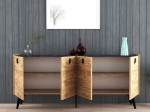 ΜΠΟΥΦΕΣ JESLIE PAKOWORLD ΜΕΛΑΜΙΝΗΣ OAK-ΑΝΘΡΑΚΙ 180X40X79ΕΚ