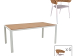 ΤΡΑΠΕΖΑΡΙΑ NARES-RAVEN B ΣΕΤ 7ΤΕΜ PAKOWORLD ΛΕΥΚΟ ΑΛΟΥΜΙΝΙΟ ΚΑΙ PLYWOOD ΣΕ ΦΥΣΙΚΗ ΑΠΟΧΡΩΣΗ 180X90X72.5ΕΚ