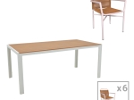 ΤΡΑΠΕΖΑΡΙΑ NARES-CLUTCH B ΣΕΤ 7ΤΕΜ PAKOWORLD ΛΕΥΚΟ ΑΛΟΥΜΙΝΙΟ ΚΑΙ PLYWOOD ΣΕ ΦΥΣΙΚΗ ΑΠΟΧΡΩΣΗ 180X90X72.5ΕΚ