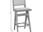 ΣΚΑΜΠΟ BAR WINSLOW PAKOWORLD ΞΥΛΟ RUBBERWOOD ΑΝΟΙΚΤΟ ΚΑΡΥΔΙ-PVC RATTAN ΦΥΣΙΚΟ-ΥΦΑΣΜΑ ΓΚΡΙ 44.5X46X98ΕΚ