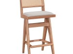ΣΚΑΜΠΟ BAR WINSLOW PAKOWORLD ΞΥΛΟ RUBBERWOOD ΑΝΟΙΚΤΟ ΚΑΡΥΔΙ-PVC RATTAN ΦΥΣΙΚΟ-ΥΦΑΣΜΑ ΓΚΡΙ 44.5X46X98ΕΚ