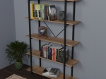 ΒΙΒΛΙΟΘΗΚΗ RESON PAKOWORLD OAK ΜΕΛΑΜΙΝΗΣ-ΜΑΥΡΟ ΜΕΤΑΛΛΟ 120X34X180ΕΚ
