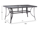 ΣΕΤ ΤΡΑΠΕΖΑΡΙΑ 7ΤΜΧ ΤΡΑΠΕΖΙ BRUNO 150X90 ΜΕ ΠΟΛΥΘΡΟΝΕΣ ENDIKA ΓΚΡΙ HM11475