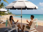ΟΜΠΡΕΛΑ ΘΑΛΑΣΣΗΣ ΑΛΟΥΜΙΝΙΟΥ MALIBU MEGAPAP ΜΕ UPF 50+ ΠΡΟΣΤΑΣΙΑ ΧΡΩΜΑ ΑΣΗΜΙ - ΜΠΛΕ Ø2M
