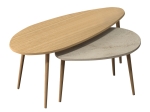 ΤΡΑΠΕΖΑΚΙ ΣΑΛΟΝΙΟΥ ΣΕΤ 2 ΤΜΧ ELIPS MEGAPAP ΧΡΩΜΑ OAK - TRAVERTINE 116X46X46ΕΚ.