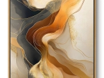 ΠΙΝΑΚΑΣ ΣΕ ΚΑΜΒΑ "SAND AND WIND ABSTRACT" MEGAPAP ΨΗΦΙΑΚΗΣ ΕΚΤΥΠΩΣΗΣ ΜΕ ΚΟΡΝΙΖΑ ΧΡΩΜΑ ΧΡΥΣΟ 100X100X3ΕΚ.