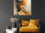 ΠΙΝΑΚΑΣ ΣΕ ΚΑΜΒΑ "SAND AND WIND ABSTRACT" MEGAPAP ΨΗΦΙΑΚΗΣ ΕΚΤΥΠΩΣΗΣ ΜΕ ΚΟΡΝΙΖΑ ΧΡΩΜΑ ΧΡΥΣΟ 100X100X3ΕΚ.