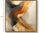 ΠΙΝΑΚΑΣ ΣΕ ΚΑΜΒΑ "SAND AND WIND ABSTRACT" MEGAPAP ΨΗΦΙΑΚΗΣ ΕΚΤΥΠΩΣΗΣ ΜΕ ΚΟΡΝΙΖΑ ΧΡΩΜΑ ΧΡΥΣΟ 100X100X3ΕΚ.