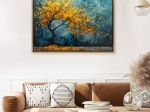 ΠΙΝΑΚΑΣ ΣΕ ΚΑΜΒΑ "WINDBLOWN TREE" MEGAPAP ΨΗΦΙΑΚΗΣ ΕΚΤΥΠΩΣΗΣ ΜΕ ΚΟΡΝΙΖΑ ΧΡΩΜΑ ΧΡΥΣΟ 140X100X3ΕΚ.