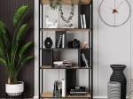 ΒΙΒΛΙΟΘΗΚΗ MIDI MEGAPAP ΧΡΩΜΑ SAPPHIRE OAK - SILKY BLACK 88X35X175ΕΚ.