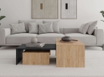 ΤΡΑΠΕΖΑΚΙ ΣΑΛΟΝΙΟΥ ΣΕΤ 3 ΤΜΧ. KANTA MEGAPAP ΧΡΩΜΑ SAPPHIRE OAK - SILKY BLACK 80X50X40,5ΕΚ.