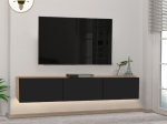 ΕΠΙΠΛΟ ΤΗΛΕΟΡΑΣΗΣ ΕΠΙΤΟΙΧΙΟ DAMLA MEGAPAP ΜΕ LED ΧΡΩΜΑ SAPPHIRE OAK - ΜΑΥΡΟ 180X29,5X29,5ΕΚ.