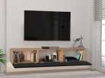 ΕΠΙΠΛΟ ΤΗΛΕΟΡΑΣΗΣ ΕΠΙΤΟΙΧΙΟ DAMLA MEGAPAP ΜΕ LED ΧΡΩΜΑ SAPPHIRE OAK - ΜΑΥΡΟ 180X29,5X29,5ΕΚ.