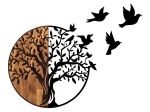 ΔΙΑΚΟΣΜΗΤΙΚΟ ΤΟΙΧΟΥ TREE WITH BIRDS MEGAPAP ΞΥΛΙΝΟ - ΜΕΤΑΛΛΙΚΟ ΧΡΩΜΑ ΚΑΡΥΔΙ - ΜΑΥΡΟ 92X3X71ΕΚ.